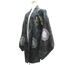Load image into Gallery viewer, Haori Jacket Vintage(1950-1980) Black Gold Silver Chrysanthemum Silk #10820E1