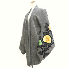 Load image into Gallery viewer, Haori Jacket Vintage(1950-1980) Black Shibori Peony Silk #10048C5