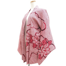 Load image into Gallery viewer, Haori Jacket Vintage(1950-1980) Red Shibori Peony Silk #10579C1