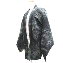 Load image into Gallery viewer, Haori Jacket Vintage(1950-1980) Black Silver Chrysanthemum Plum blossom Wave Silk #9878B3