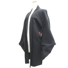 Load image into Gallery viewer, Haori Jacket Vintage(1950-1980) Black Plum blossom Branch Embroidery Silk #11070A4