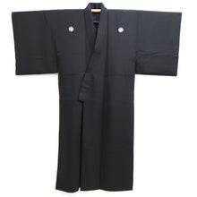 Load image into Gallery viewer, Men's Kimono Vintage(1950-1980) Black Montsuki Habutae Silk #10862E3