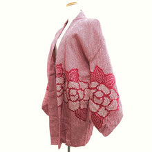 Load image into Gallery viewer, Haori Jacket Vintage(1950-1980) Red Full Shibori Peony Silk #10213E1