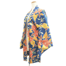 Load image into Gallery viewer, Haori Jacket Blue Floral pattern Silk #10940F1