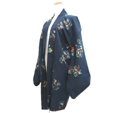 Load image into Gallery viewer, Haori Jacket Vintage(1950-1980) Navy Roketsuzome Flower Silk #10719D2