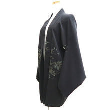 Load image into Gallery viewer, Haori Jacket Vintage(1950-1980) Black Gold Botanical Silk #10990F4