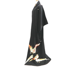 Load image into Gallery viewer, Tomesode Vintage(1950-1980) Black Bird Embroidery Silk #10401A1