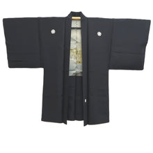 Load image into Gallery viewer, Men's Haori Vintage(1950-1980) Black Montsuki Habutae Tiger Silk #10879E4