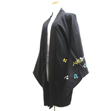Load image into Gallery viewer, Haori Jacket Vintage(1950-1980) Black Shibori Flower Silk #9848B2