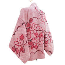 Load image into Gallery viewer, Haori Jacket Vintage(1950-1980) Red Shibori Peony Silk #10579C1