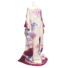 Load image into Gallery viewer, Furisode Purple Floral pattern Silk #11091B1