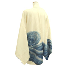 Load image into Gallery viewer, Haori Jacket Vintage(1950-1980) Cream white Curling Wave Silk #10840E2