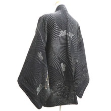 Load image into Gallery viewer, Haori Jacket Vintage(1950-1980) Black Gold Silver Chrysanthemum Silk #10930F1