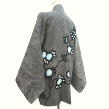 Load image into Gallery viewer, Haori Jacket Vintage(1950-1980) Black Shibori Peony Silk #10063D1