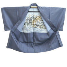 Load image into Gallery viewer, Men's Haori Vintage(1950-1980) Blue Black Tiger Silk #10647C4