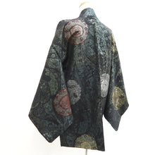 Load image into Gallery viewer, Haori Jacket Vintage(1950-1980) Black Gold Silver Chrysanthemum Silk #10820E1