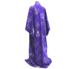 Load image into Gallery viewer, Kimono Vintage(1950-1980) Purple Silver Gold Abstract art Silk #10253E3