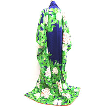 Load image into Gallery viewer, Furisode Blue Green Camellia Tall Silk #10322F1