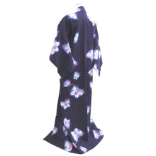Load image into Gallery viewer, Yukata Vintage(1950-1980) Navy Butterfly Cotton #11095B1