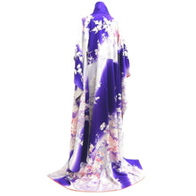 Load image into Gallery viewer, Furisode Blueish Purple Chrysanthemum Silk #10332F2