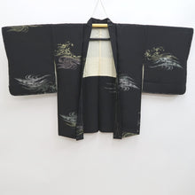Load image into Gallery viewer, Haori Jacket Vintage(1950-1980) Black Gold Silver Curling Wave Silk #9861B2