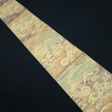 Load image into Gallery viewer, Fukuro Obi Gold Light Green Crane Birds Silk BB326V9