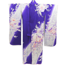 Load image into Gallery viewer, Furisode Blueish Purple Chrysanthemum Silk #10332F2
