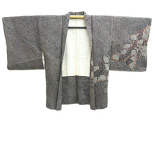 Load image into Gallery viewer, Haori Jacket Vintage(1950-1980) Black Tan Full Shibori Floral pattern Silk #10950F2