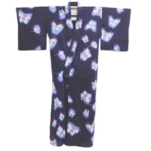 Load image into Gallery viewer, Yukata Vintage(1950-1980) Navy Butterfly Cotton #11095B1
