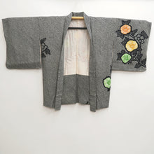 Load image into Gallery viewer, Haori Jacket Vintage(1950-1980) Black Shibori Peony Silk #10048C5