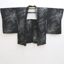 Load image into Gallery viewer, Haori Jacket Vintage(1950-1980) Black Silver Chrysanthemum Plum blossom Wave Silk #9878B3