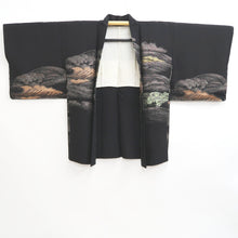 Load image into Gallery viewer, Haori Jacket Vintage(1950-1980) Black Gold Silver Wave Silk #10980F3