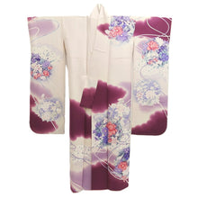 Load image into Gallery viewer, Furisode Purple Floral pattern Silk #11091B1
