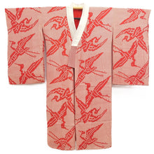Load image into Gallery viewer, Juban Vintage(1950-1980) Red Crane Birds Silk #10363F4