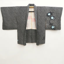 Load image into Gallery viewer, Haori Jacket Vintage(1950-1980) Black Shibori Peony Silk #10063D1