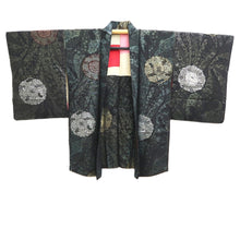 Load image into Gallery viewer, Haori Jacket Vintage(1950-1980) Black Gold Silver Chrysanthemum Silk #10820E1