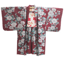 Load image into Gallery viewer, Haori Jacket Vintage(1920-1950) Wine red Meisen Peony Silk #11000F5