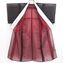 Load image into Gallery viewer, Kimono Vintage(1950-1980) Black Red See-Through Silk #10271E4