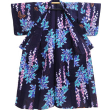 Load image into Gallery viewer, Yukata Navy Butterfly Cotton #10343F3