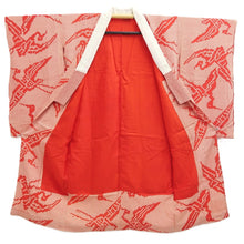 Load image into Gallery viewer, Juban Vintage(1950-1980) Red Crane Birds Silk #10363F4