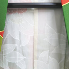 Load image into Gallery viewer, Haori Jacket Green Red Plum blossom Silk #10850E3