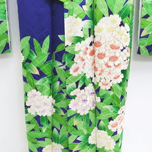 Load image into Gallery viewer, Furisode Blue Green Camellia Tall Silk #10322F1