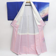 Load image into Gallery viewer, Kimono Blue Butterfly Hand painted Silk #9665J3