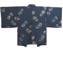 Load image into Gallery viewer, Haori Jacket Vintage(1950-1980) Navy Roketsuzome Flower Silk #10719D2