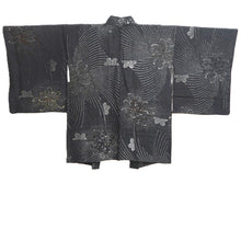 Load image into Gallery viewer, Haori Jacket Vintage(1950-1980) Black Gold Silver Chrysanthemum Silk #10930F1