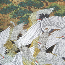 Load image into Gallery viewer, Fukuro Obi Gold Black White Flying Cranes Curling Wave Silk BB309V8