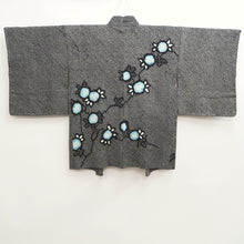 Load image into Gallery viewer, Haori Jacket Vintage(1950-1980) Black Shibori Peony Silk #10063D1