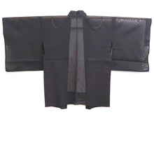 Load image into Gallery viewer, Haori Jacket Vintage(1950-1980) Black Wine red Sheer Botanical Silk #10910E5