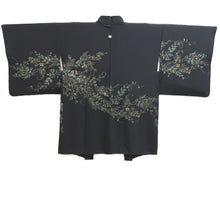 Load image into Gallery viewer, Haori Jacket Vintage(1950-1980) Black Gold Botanical Silk #10990F4
