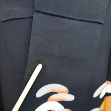 Load image into Gallery viewer, Furisode Vintage(1920-1950) Black Crane Birds Embroidery Tall Silk #9613H5